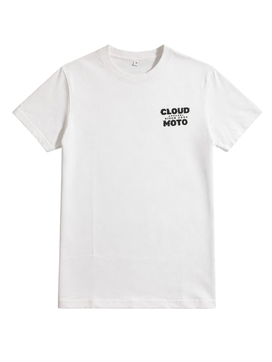Cloud Moto Classic Rider Tee White -Limited Edition Front